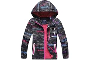 YoungSoul Manteaux Imperméables Garçon Veste Softshell Imprimée Blouson de Pluie Coupe Vent a Capuche