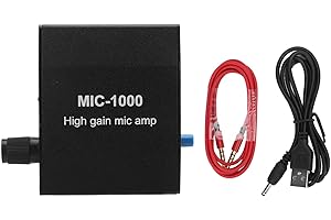 ACOUTO Preamplificatore per Microfono, Amplificatore con Kit Accessori per Amplificazione ad Alto Guadagno 1000x, Set completo per Mic o Amp
