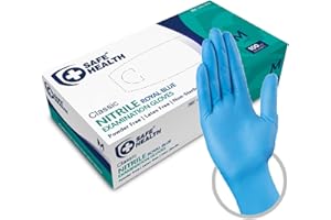 Safe Health Gants Jetables d'examen en Nitrile Bleu-Taille S M L XL, Sans poudre Sans latex-Hypoallergéniques, Soins médicaux-Aliments, 3,5 Mil