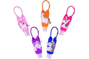 Ulife Mall 5 Pezzi Bottiglie da Viaggio Portatile con Portachiavi Silicone per Bambini, 30 ml Flaconi in Plastica Vuota Prova di Perdita Riempibile Contenitori Disinfettanti per le Mani per Scuola