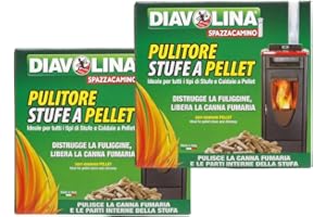 FEI FAN Pulitore Stufe a Pellet, Distrugge la Fuliggine, Libera la Canna Fumaria, Ideale per Tutti i Tipi di Stufe e Caldaie a Pellet, Formato da 1,5kg (2 Unità)