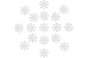 LYPER 100 Pcs White Snowflakes for Christmas, Flat Back Pearls Resin Crafting Snowflake Ornaments Chic Resin Flatbacks DIY Craft Gift Box Decoration for Winter Christmas Wedding Birthday (Snowflake)
