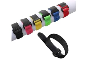 Aiqeer 30 Piezas 20 X 2 cm Cable Ties, Reutilizables Cables Ataduras, Gancho Bucle Correas, Cable Organizador (Negro, Rojo, Naranja, Azul, Verde, Rosa)