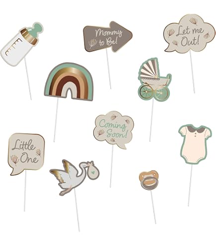 Oblique-Unique® 25 Fotorequisiten Für Die Babyparty – Inkl. Holzstäbchen Und Sticker