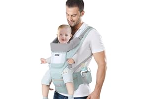 IULONEE Baby Carrier with Hip Seat Ergonomic Toddler Carriers Backpack Baby Shoulder Carrier Adjustable Front and Back Carry for Newborn 3 Months to 3 Years(7-45lbs) Green