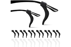 LOBVABA Ferma Occhiali in Silicone Antiscivolo con Ganci per Orecchie Nero+Bianco