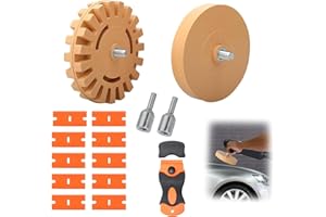 Mailfull Borrador Calcomanía 2 Piezas Removedor de Calcomanías de Vinilo para Ruedas con Adaptador de Taladro con Adaptador de Taladro para Retirar Quita Pegamento Adhesivo y Pegatinas