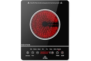 NOXTON Glaskeramisk häll, 1 platta, 2 000 W, bärbar spisplatta med 9 steg och timer, pekskärm