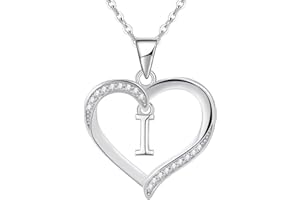 Cosie Lily Regalo Festa Della Mamma Ciondolo Donna, Donna Ciondolo Cuore Collana con Iniziale A-Z, Argento 925 Femmina 26 Lettera Personalizzate Collane, Regali per Mamma Mogli Sorelle