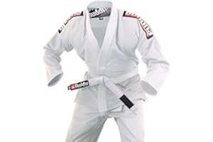 Buddha Fight Wear -Kimono Premium Infinity schwarz Jiu Jitsu Brasilianer / BJJ Gi mit weißem Gürtel, Unisex Erwachsene