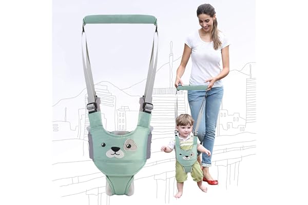 WIKEA Aide à la Marche Bébé Harnais de Sécurité Enfant Réglable Bretelles Aide à la Marche Bébé Marche Protection Ceinture,Harnais bebe Respirant Aide à la Marche des Tout-petits 6-24 mois (Vert)