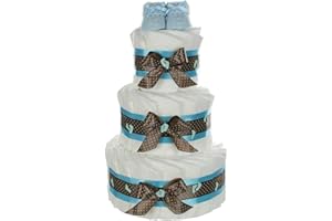 DUBISTDA -WINDELTORTEN- XXL gâteau de couches avec Baby Booties Bleu – Cadeau de Naissance et Baptême – Couche unique Tartes De dubistda