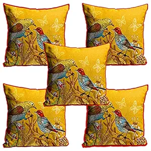 PINK SWAN Exclusive Jute Decorative Throw/Pillow Covers, Cushion Covers for Living Room, Bed Room, Sofa,Chairs Pack/Set of 5 (Multicolour, Size 12 x 12 Inches) Design No. 81