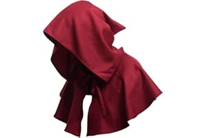 SOONHUA Vintage Medieval Cowl Hat Unisex Medieval Cowl Cloak Capa con Capucha Halloween Poncho Cosplay Disfraz para Hombres Mujeres