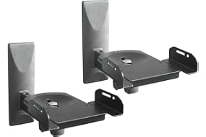 Drall Soporte de Altavoz Universal de 2 Piezas - Giratorio inclinación rotación - hasta 12 kg cargable - Soporte de Pared para Altavoces WLAN Airplay Home Cinema - 1 par Negro Modelo: BH5B