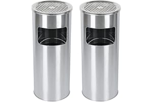 MAYMA Pattumiera con posacenere per esterno, posacenere su piedistallo in acciaio inox con pattumiera, pattumiera, posacenere, altezza 60 cm, interno ed esterno