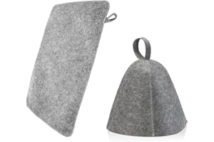VDFJEK 2 Pcs Sauna Hat, Sauna Hats, Sauna Hat for Men, Sauna Accessories, Include A Grey Sauna Hat and A Grey Sauna Pad, Heat Resistant Portable Felt Material Shower Cap for Women Men Head Protection