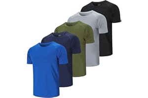 ZENGVEE 3 ou 5 Pack Tee Shirt Homme T Shirt Sport Homme T-Shirt à Manches Courtes Fitness Séchage Rapide Respirant Running Gym Baselayer Haut