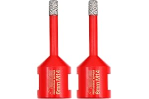 SHDIATOOL Broca de Diamante 2PC 6MM Vacío Soldadura para Perforación en Seco Porcelana Azulejo Granito Mármol M14