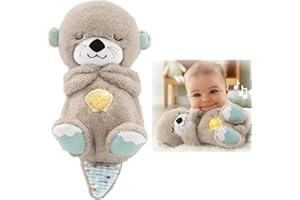 GENERIC Schlummer Otter Kuscheltier mit Herzschlag Musik Licht, Schlummerotter Spieluhr aus Plüsch, Plüschtier Einschlafhilfe für Babys, Babys Nachtlicht Projektor Babyparty Neugeborenen Geschenk (A)