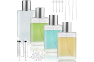 Bohoray 4 Pezzi 50ml Flacone Spray Vuoto, Frosted Vetro Bottiglia Spray, Boccette Vaporizzatore Profumo, Portaprofumo da Viaggio Ricaricabile, Con Imbuti, Pipette, Siringa, per Viaggi, All'aperto