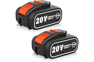 LONG FIT 2 confezioni di batterie di ricambio da 5,0 Ah per Worx 20 V WA3553 agli ioni di litio, ricambio per Worx 20 V WA3551 W3553 WA3572 WX390 WX176 WX178 WU268 WX166.4 WX372.1 WX800 WG2 5 9E