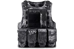 FGYZYP Gilet tattico mimetico militare per bambini, regolabile, per softair, paintball, combattimento, allenamento di combattimento, per giochi estremi e avventure