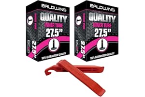 PAIR 27.5" (650B) Baldwins Cycle/Bike Inner Tubes 27.5" x 1.75 to 2.125 (Fits any 1.75, 1.85, 1.90, 1.95, 2.0, 2.10, 2.125) Schrader/Car Type Valve & BALDY'S TYRE LEVERS (Pack of 2)