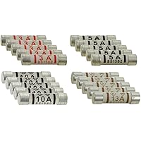 20 x Mixed Electrical Ceramic Household Domestic Mains Plug Top Fuses 3A 5A 10A 13A