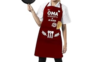 Tarklanda Oma Geschenke Schürze Verstellbare Kochschürze Damen Weinrot Backschürze als Geburtstagsgeschenk, Weihnachtsgeschenke, Geschenk für Oma zum Geburtstag, Muttertag, Weihnachten