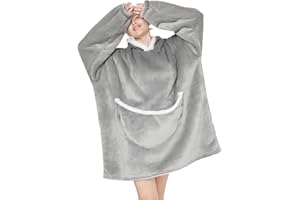 SPSHODOW Coperta con Cappuccio Oversize - Coperta Indossabile in Pile Sherpa da Donna Adulta Coperta con Cappuccio Gigante Calda e Accogliente Felpa Soffice per Donna e Uomo