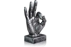 LEPENDOR Silver Polyresin Hand Gesture Desk Statues Finger Sculpture Decor - Silver Ok Fingers