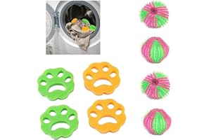 crazy bean 8 Pezzi Raccogli Peli Animali per Lavatrice Riutilizzabile Cattura Peli Acchiappa Peli Palline Lavatrice Cattura Peli per Bucato