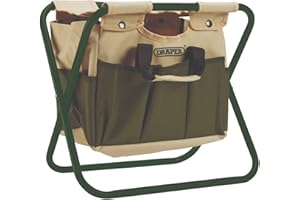 Draper 2-in-1 Foldable Camping Chair & Bag | Fishing Seat | 8 Pocket Storage Gardening Stool With Handles | 110 Kg Max Load Garden Tool Storage Bag | 28052