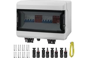 GTYORUS Caja de Conexiones Solar Fotovoltaica, IP65 Fotovoltaica DC Protección Contra Sobretensiones, Interruptor Automático Fotovoltaico 2 Cadena DC 1000V con Enchufe Solar(2 en 2 fuera, 40A)
