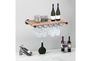 HARBIN-STAR Étagère à vin en bois - Étagère à vin - Pour cuisine, bar, étagère murale - Style rustique - Cadeau vintage - 24"