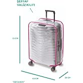 Trink &Ccedil;anta Şeffaf Valiz Koruycu Kılıfı, Bavul Koruyucu Kılıfı * PEMBE * (ORTA)