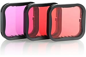 SOONSUN Lot de 3 filtres de plongée pour GoPro Hero 5 6 7 Noir Super Suit - Filtre Rouge, Rouge Clair et Magenta - Améliore Les Couleurs pour diverses conditions de vidéo et de Photographie