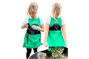 GRAMPA'S WEEDER Grampa's Garden Apron - Cross Back Gardening Apron With Pockets For Women & Men | Harvest Apron with Large Kangaroo Pouch (Green)