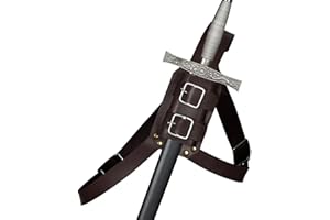 XUZIE Sword Shoulder Sheath Holder Medieval Retro Knight Scabbard Belt Outdoor PU Leather Back Sword Frog Adjustable Protective Cover Case for Costume Accessories Cosplay, Brown