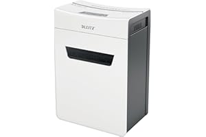 ‎LEITZ Leitz IQ 10X Premium Protect Aktenvernichter P4, Partikelschnitt, 11-10 Blatt (70-80g/m²), Super leise, kompakt & sauber, TÜV+GS zertifiziert, 18L Behälter, für Büro & Home Office, Weiß, 80920000