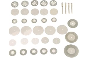 VIKYE Disque de coupe en acier inoxydable 37pcs diamant lames de scie et des mandrins réglés digne de nombreux outils rotatifs électriques, 16mm, 20mm, 22mm, 25mm, 30mm, 32mm