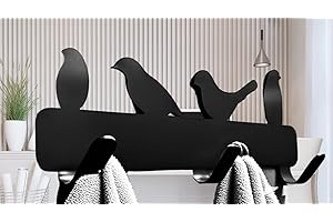 GENERIC Small Wall Hook Rack with Bird Design, 13 cm, 3 Hooks, Black | Wall-Mounted, Hole-Free, Resistant Metal, UK Made | Self-Adhesive On Any Materials | Space-Saving for Homes and Offices | 1 Pack