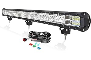 PICAA 115cm 45 Pouces 612W Barre Lumineuse LED 4x4 avec 12V Faisceau de Câblage Kit, Trois Rangées Barre D'éclairage LED, Rampe LED Voiture pour Camion Offroad SUV Tracteur ATV