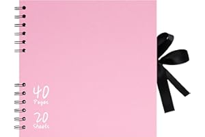 Vienrose Album Fotografico 20,5x20,5 cm, Album Scrapbooking DIY con 40 Pagine Carta Kraft Nera, Album Foto Fai da Te per Matrimonio, Bambino, Famiglia, Album Fotografico Personalizzabile, Rosa