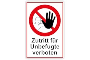 ‎STROBO Zutritt für Unbefugte verboten Schild 20 x 30 cm aus stabiler PVC Hartschaumplatte 3mm mit UV-Schutz von STROBO