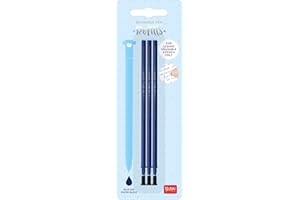 Legami - Refill per Penna Gel Cancellabile, Set 3 Pezzi, Altezza 13 cm, Inchiostro Termosensibile Blu, Punta 0,7 mm