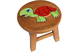 Collumino® Child Seat Solid Wood Stool for Kids ~ Small Chair for Children (Cute Tortoise)