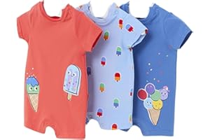 MAYORAL Pelele Bebe Niño - Conjunto 3 Peleles - Manga Corta - 100% Algodón - Mono para Bebé – Ropa de Regalo -Pijama de Verano para Bebe de 1 Mes a 18 Meses