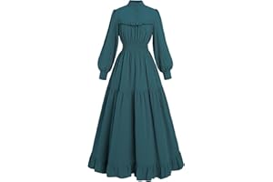 CR ROLECOS Black Victorian Dress for Women Long Sleeve Edwardian Dress Gothic Renaissance Costume